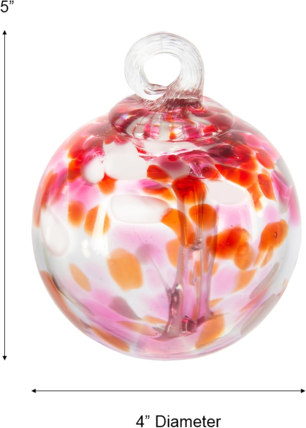 Dale Tiffany Hand Blown Glass, 4" Diameter Blush, Tree of Life Collection, Witch Globe Hanging Garden Indoor/Outdoor Decorative Ornament Gazing Ball
