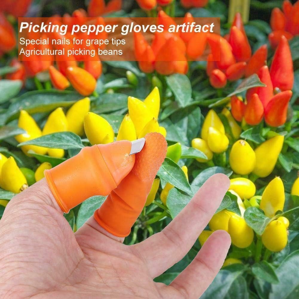 1Set Orange Gardening Silicone Thumb Knife with Finger Cots Thumb Knife Picker for Fruits (5.3x2.7cm)