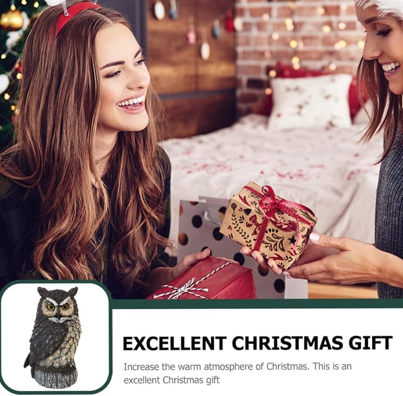 Solar Powered Owl Garden Statue Outdoor Decoration with Solar Lights Sculpture for Porch Patio Lawn and Yard Decoration Christmas Housewarming Gift for Mom