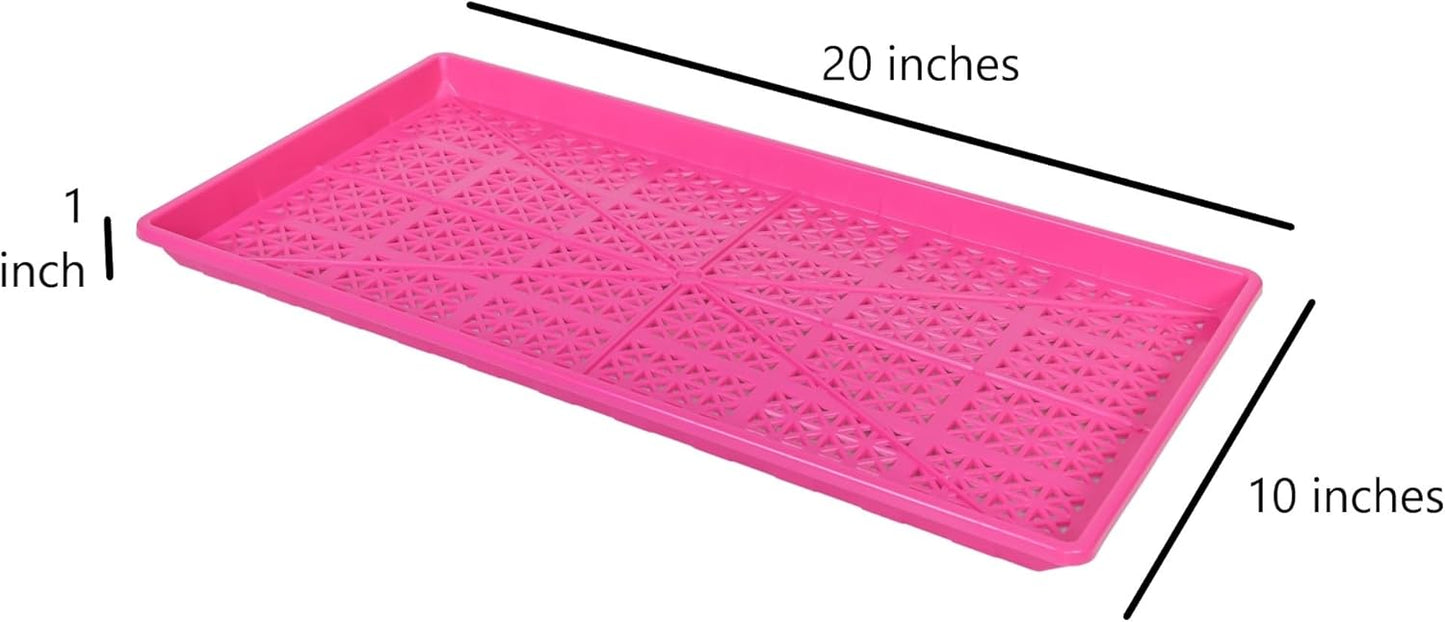 SUNPACK 10" x 20" Heavy Duty Mesh Plastic Seed Starting Tray, Magenta, 1" (Pack of 10) - Ensures Water Drainage and Aeration, Perfect for Greenhouses or Indoor Gardening