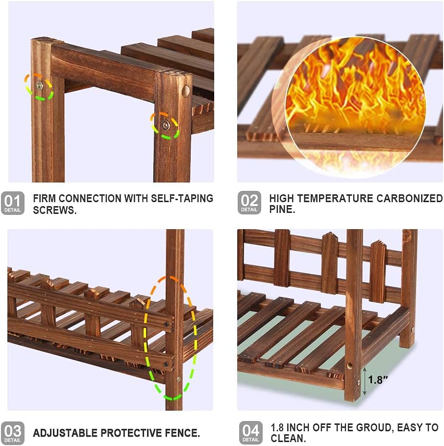 Ufine 3 Tier Wood Plant Stand Vertical Plant Dislay Shelf Indoor Ourdoor Plant Rack, Balcony Living Room, Kitchen, Porch Organizer Plants Holder
