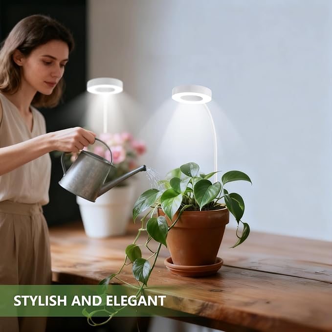 Grow Lights for Indoor Plants Full Spectrum, Clip-on LED Plant Lights for Indoor Growing with Auto On/Off Timing 3/9/12 Hrs, 10 Dimmable Levels, 3 Spectrum Modes & Adjustable Gooseneck, White, 1 Pack