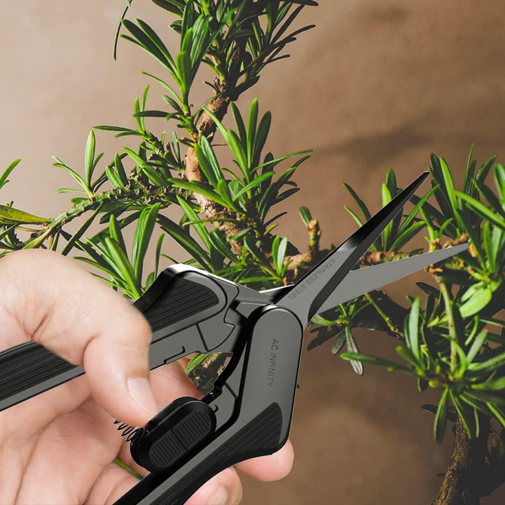 AC Infinity 6.6” Stainless Steel Pruning Shear 2-Pack, Lightweight Ergonomic Design, Straight Precision Blades with Nonstick Titanium Coating for Gardening, Hydroponics, Grow Tents