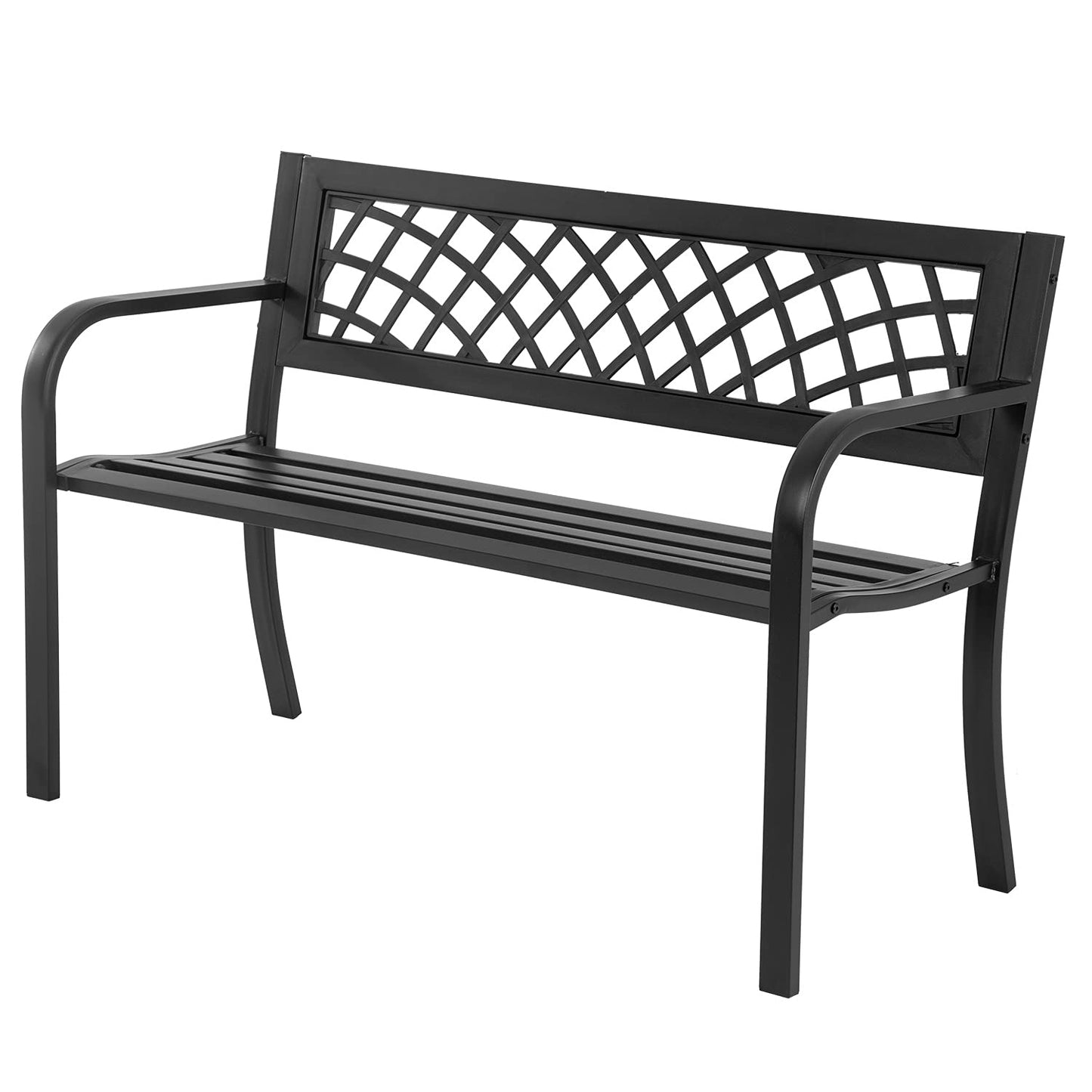 FDW | 46" Outdoor Garden Bench | Black | 480lbs Load Capacity