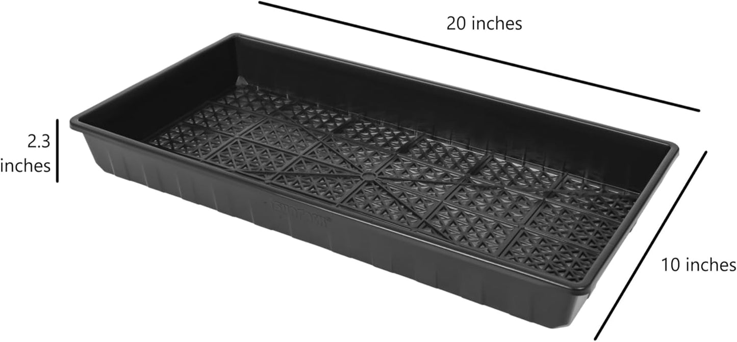 SUNPACK 10" x 20" Heavy Duty Mesh Plastic Seed Starting Tray, Black, 2.3" (Pack of 10) - Ensures Water Drainage and Aeration, Perfect for Greenhouses or Indoor Gardening