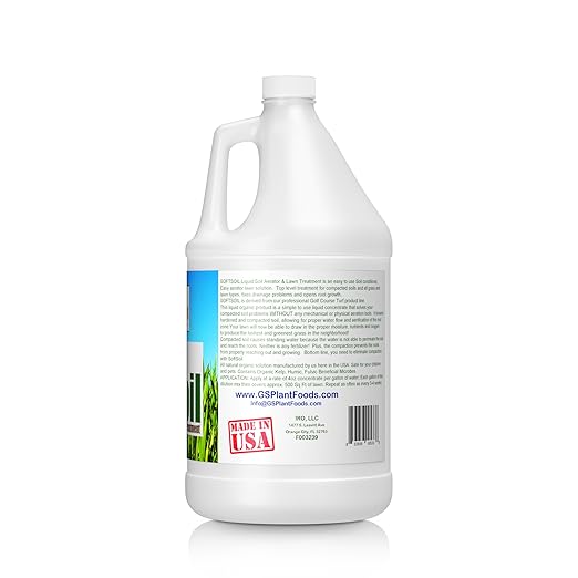 Soft Soil Liquid Soil Aerator & Lawn Treatment to Fix Compacted Soils, Improve Drainage with Non-Mechanical Liquid Application. 1 Gallon