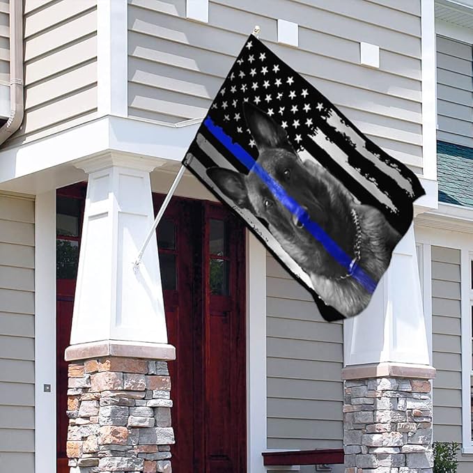 Flags-Belgian Malinois. Police Dog. K9 Flag THB2142F, Garden Flag (11.5" x 17.5")-USA House Garden Flags Premium Polyester-Decorative Outdoor Flags