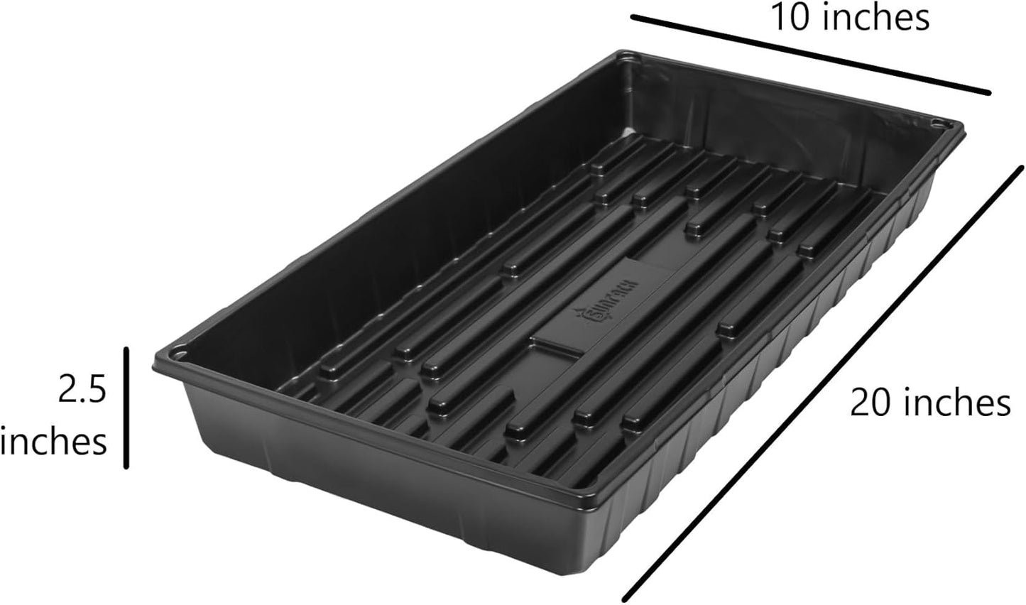 SUNPACK 10" x 20" Extra Strength Plastic Seed Starting Tray, Black, 2.5" (Pack of 10) - No Drainage Holes, Ideal for Greenhouses or Indoor Gardening - Made of BPA-Free Plastic