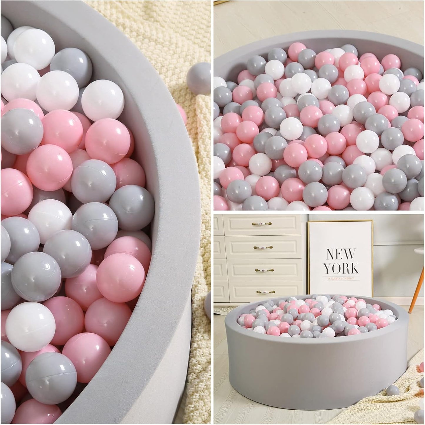 TRENDPLAY Plastic Balls for Ball Pits 2.2 Inch, Pack of 50 100 200 500 Hollow Balls, Perfect for Toddler Baby Pools,Party,Festival Decoration