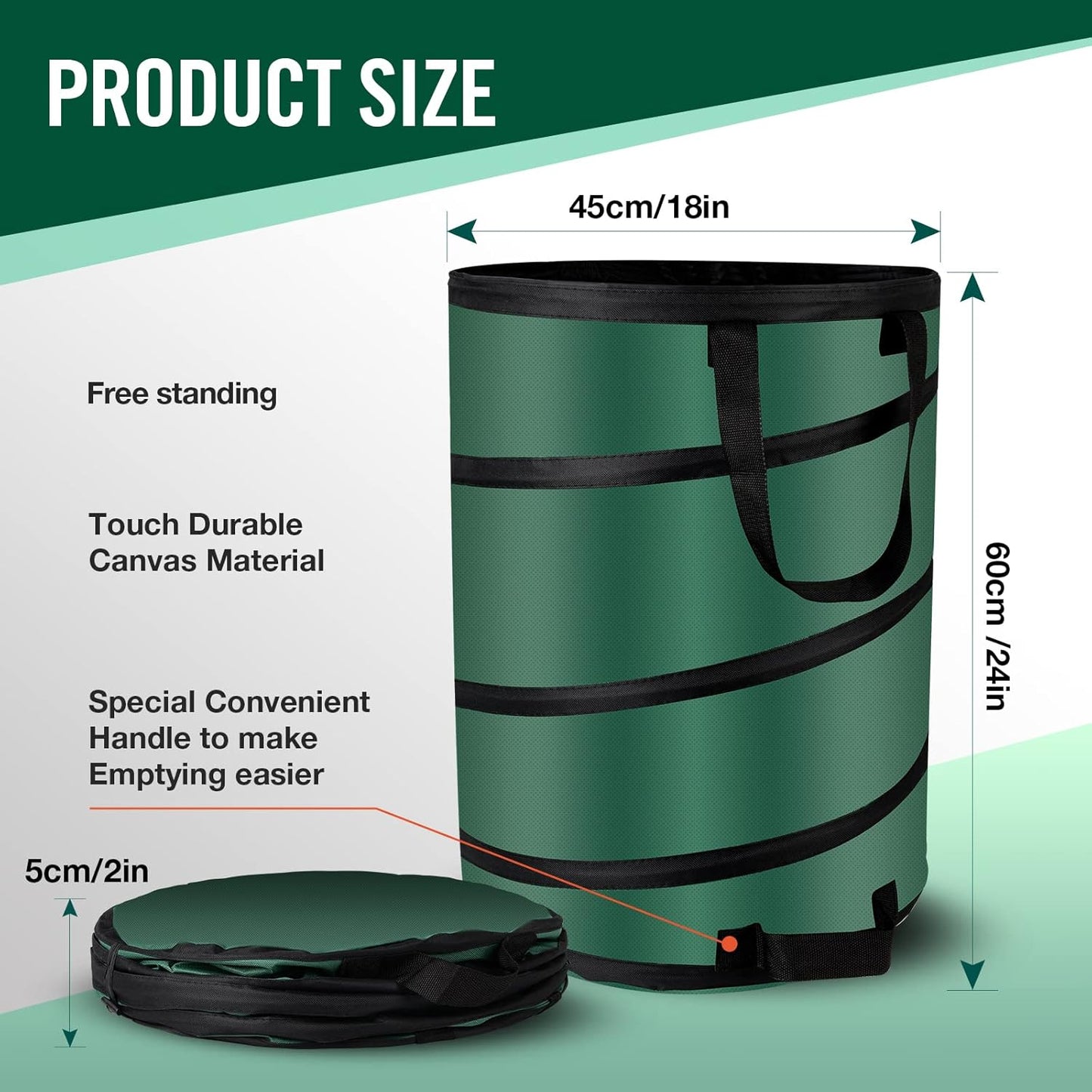 30 Gallon Collapsible/Pop Up Trash Can, Reusable Yard Waste Bags/Lawn and Leaf Bags 18x24in, Waterproof Oxford Cloth Camping Trash Can Collapsible, for Families/Camping/Yard (2Pcs-30 Gallons)