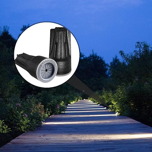 Litoexpe 50 Pieces Waterproof Wire Connectors, Waterproof Wire Nuts Black Direct Burial Wire Nuts for Outdoor Landscape Lighting, Irrigation Valves, 0.93 x 0.47 Inch