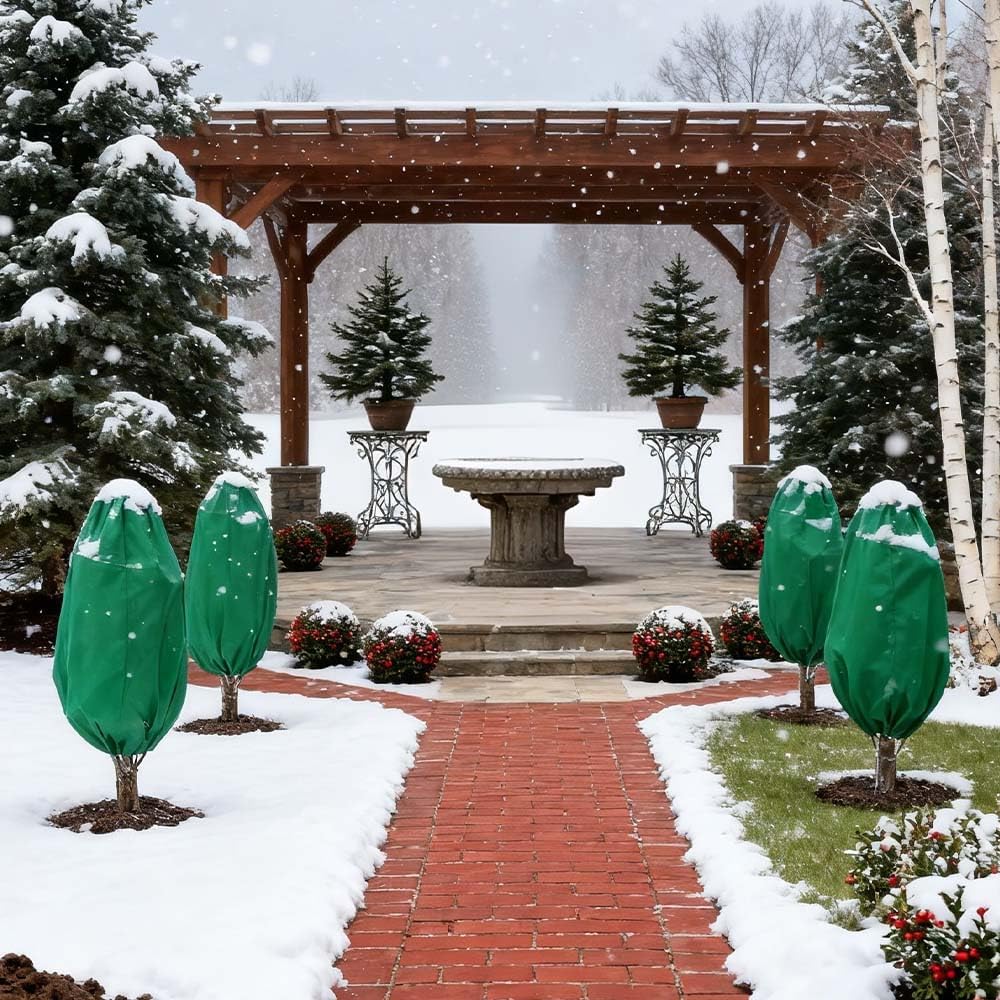 Plant Covers Freeze Protection, 4 Pack Zipper Drawstring Plant Cover, Reusable Frost Protection Covers for Shrubs Outdoor Garden, Large Plant Protection Bags (31.5×47.3(4pcs))