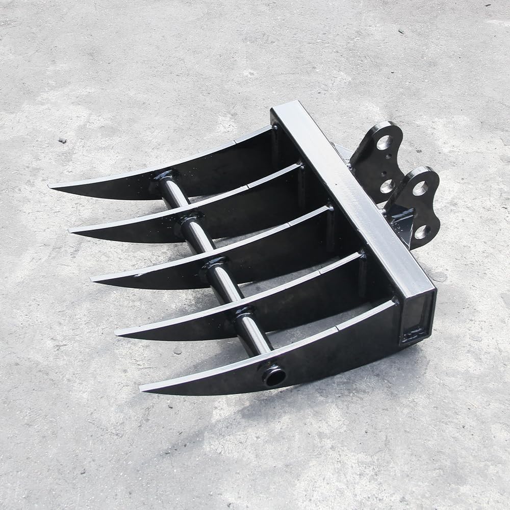Mini Excavator Attachment Rake, Metal Wide Backhoe Rake Fit for 0.8T-1.5T Mini Excavators - Upgraded High-Thickness Steel - Replace Hydraulic Tilt Excavator Attachment