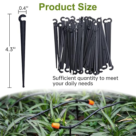 CHANGE MOORE 50 Pcs Drip Irrigation Stakes Universal Drip Tubing Hold Stakes, Plastic Garden Water Pipe Support Drip System Parts, Securing Pegs for Drip Irrigation Line,Greenhouse