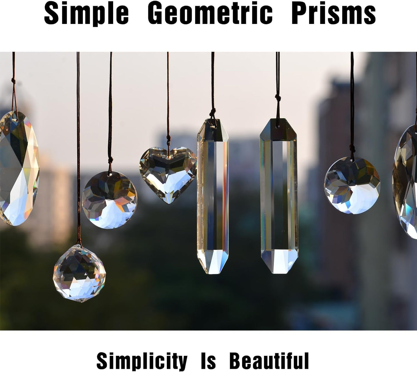 2PCS 5" Large Crystal Sun Catcher Prisms, STINO Hanging Suncatchers with Glass Prism, Rainbow Maker for Windows, Balcony, Kitchen, Garden Decoration (1, Rectangle Clear 2Pcs)