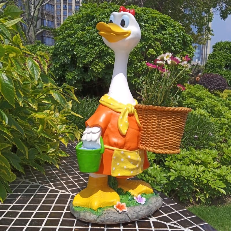 Couple Duck Garden Statue Duck Succulent Plant Flower Pot Goose Flower Pot Statue Indoor and Outdoor Art Decoration Courtyard Garden Terrace Lawn and Office Decoration Ideal Festival Gift