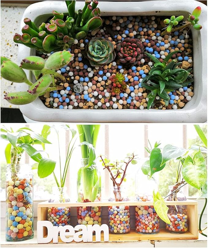 Garden Soil,Clay Pebbles Gardening Ceramsite Orchid Rocks Drainage Water Purification Ceramsite Decor Cultivation Soil Stone Horticultural Grade for Soil Hydroponics Aquaponics,4LBS