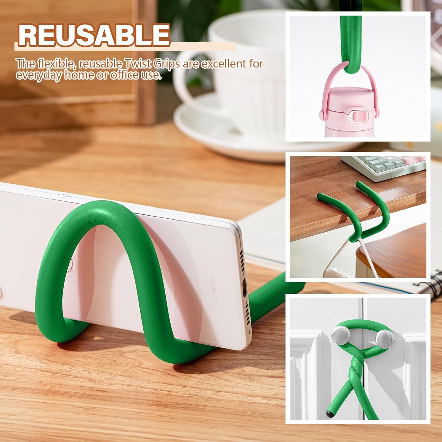 20 Pcs 17 Inch EVA Foam Twist Rubber Ties Reusable Bendable Cable Tie Straps Flexible Heavy Duty Twisty Ties for Organizing Cords Bundling (Green)