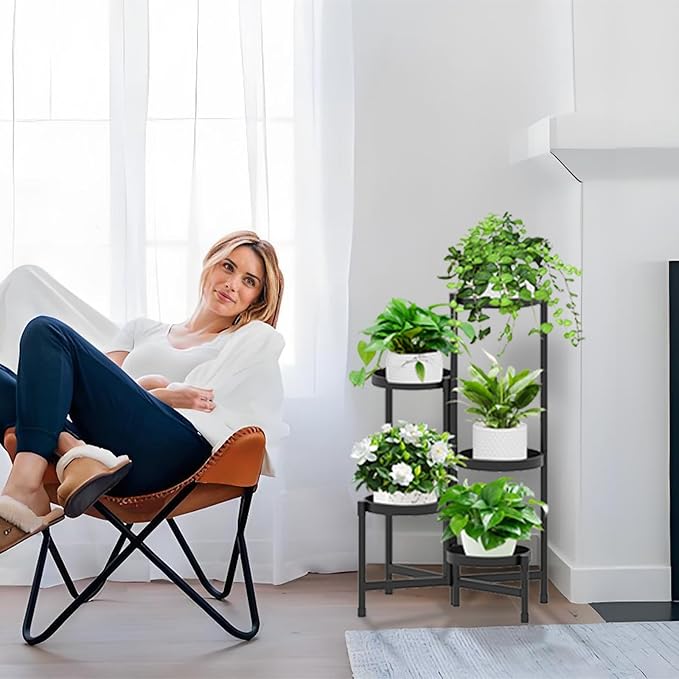 Plant Stand Indoor outdoor 5 Tier,Foldable Corner Tall Plant Shelf for Multiple Plants,Flower Pot Holder Display Stand for Living Room Balcony Garden Patio
