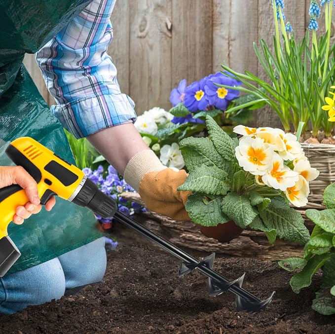 ERYTLLY Bulb Planter, Auger Spiral, Garden Planter Tool 3 x 24 Inch,Rapid Umbrella Hole Digger for Planting Bulb Seedlings Bedding Tulips, and Digging Weeds Roots