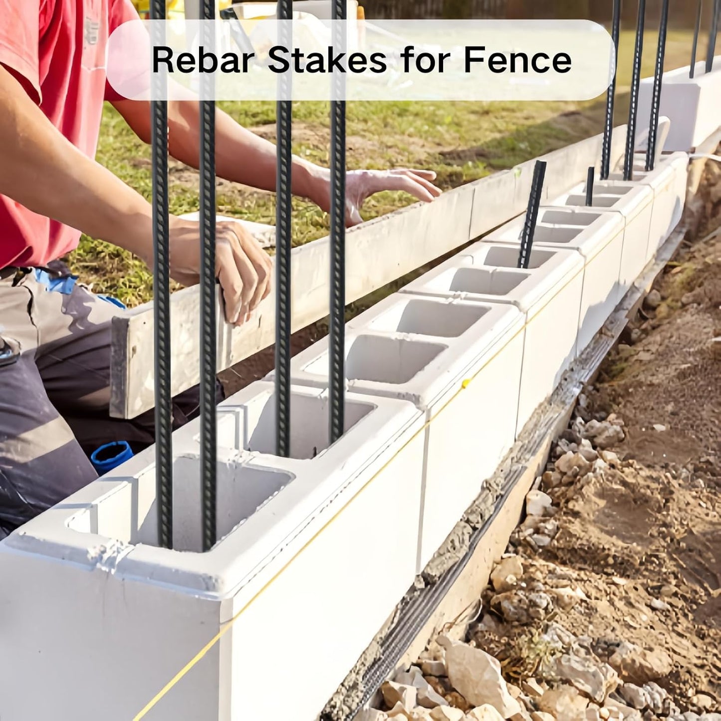 16 Inch Rebar Stakes 16 Pack Heavy Duty 3/8 Inch Diameter Ground Anchors, Landscpe Timber Spikes with Chisel Point End, Straight Metal Stakes for Concrete Forming, Garden Plant, Camping Tent, Black