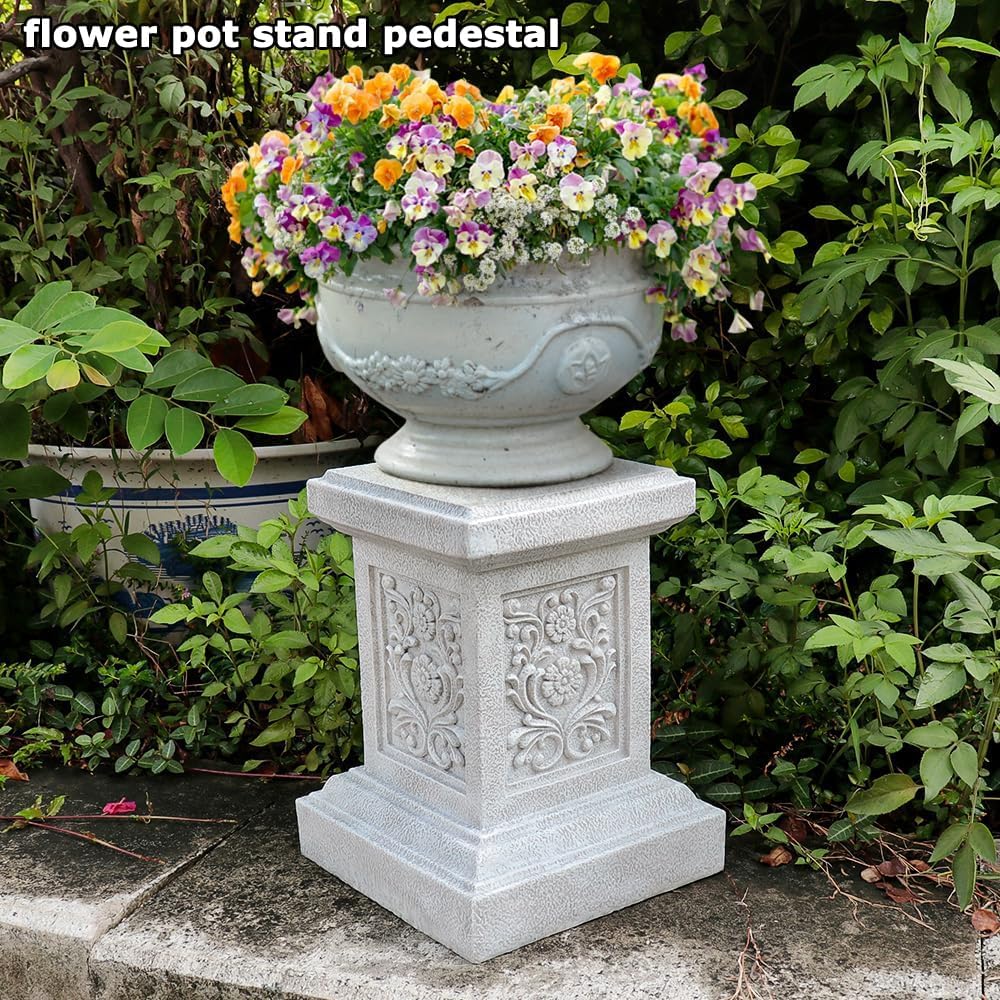 Classic Statuary Stand Outdoor Pedestal Sculpture Decor Plinth Base Riser, Garden or Home Resin Statuary Pedestal, 12.6" Tall, 7.3 Pounds