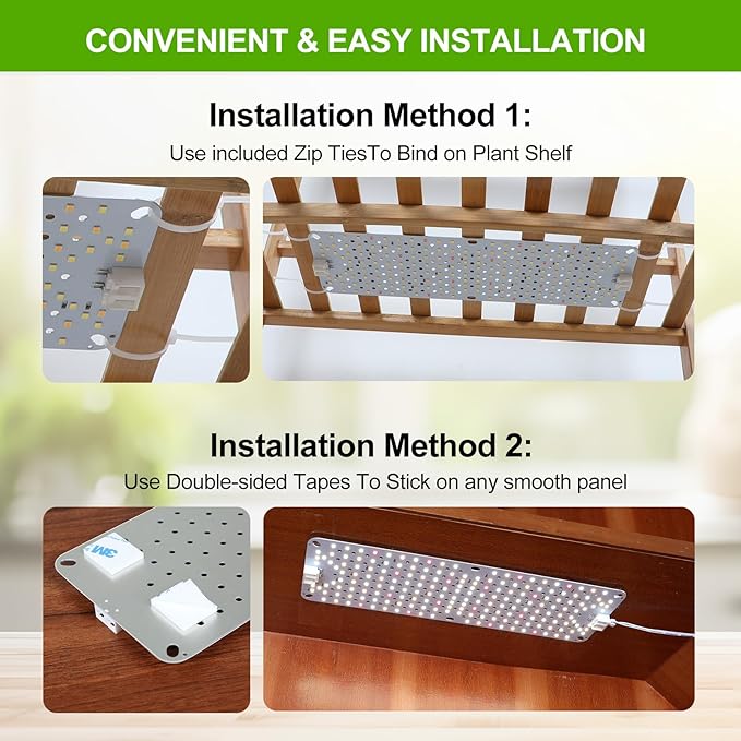 6Pack Panel Grow Lights for Indoor Plants, Seed Starting, Vegetables, Pot Plants, Bonsai with Timer, Ultra-Thin Under Cabinet & Shelf Full Spectrum LED Plant Growing Lamps, Multi-Panels Free Connect