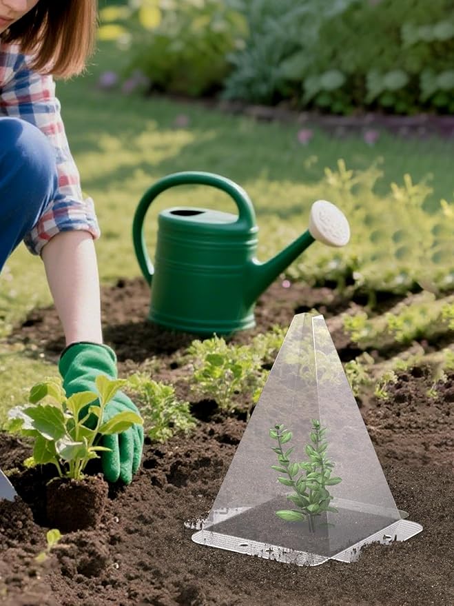 40 Pack Garden Cloches for Plants - Clear Reusable Plastic Seedling Covers with 80 Metal Stakes - Mini Greenhouse Plant Bell Covers for Frost, Sun, Pests Protection(7.8" x 11")
