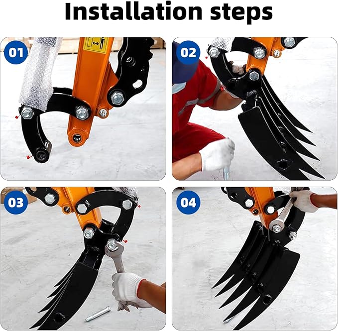 Mini Excavator Attachment Rake,Small Diggers Metal Backhoe Rake,3.54" Span, 0.98" Pin Hole,Includes 2 Link Pins,Fit for Mini Excavator