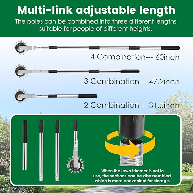 Wheel Rotary Manual Edger Lawn Tool, Hand Edger Lawn Tool Made of Stainless Steel, Adjustable Length, Ideal for Precise Grass Trimming Along Sidewalks, Garden, Driveways, and Flower Bed