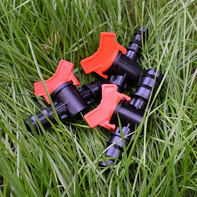 JoyTube 5/16" Drip Irrigation Switch Valve, Barbed Ball Valve for Garden Drip Irrigation (3 Pcs)