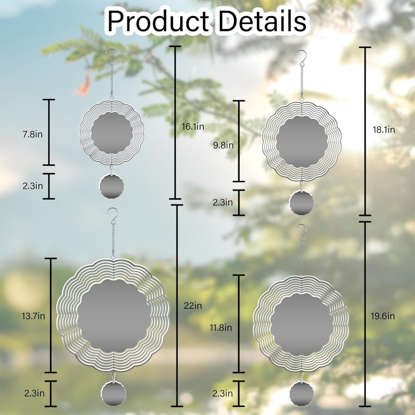 Wind Spinners Outdoor, Retro Kaleidoscope 3D Stainless Steel Wind Sculpture Spinner for Garden Outside Hanging Decor Mother's Day Christmas Birthday Gifts for Women Men Mom Nana 13.7 in
