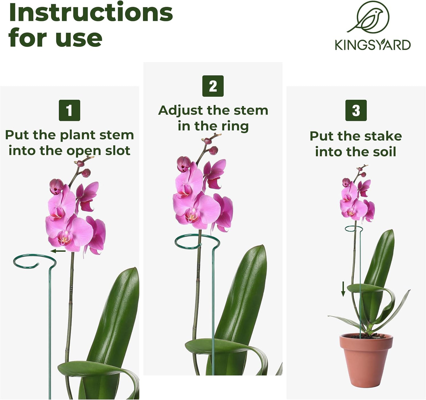 Kingsyard 24 Inch Plant Support Stake - 10 Pack, 4.5mm Thick All Metal Garden Plant Stakes Plant Prop for Single Stem Flowers Dahlia Amaryllis Orchid Lily Rose Peony Tomatoes Gladiolus