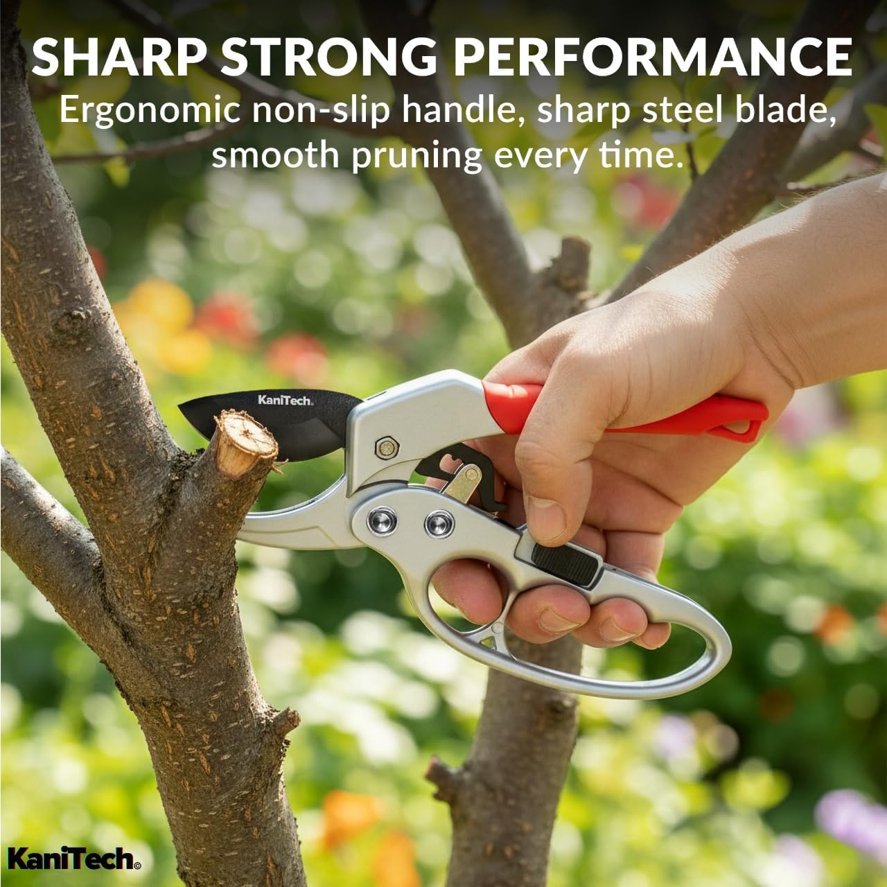 Pruning Shears for Gardening with Gloves - Heavy Duty Garden Shears, Aluminum Hand Pruners with TPR Grip Handle, 8 inch 3.55mm Thick Blade - for Branches, Flowers & Plants (Red)
