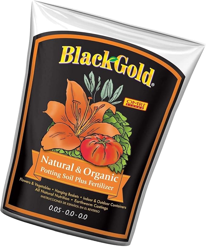 SunGro Black Gold 2 Cu Ft Natural & Organic Potting Soil + Fertilizer (4 Pack)