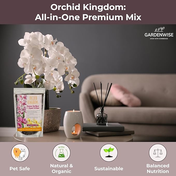 Orchid Potting Mix – Orchid Bark, Sphagnum Moss, Tree Fern & Perlite for Repotting Phalaenopsis Orchids, Indoor Plants, Orchid Soil Medium – Sustrato para Orquídeas (3 Quart)