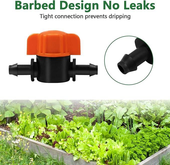 TTioDri 30 Pack 1/4" Drip Irrigation Valves, Drip Irrigation Shut Off Switch Valve for 1/4 Inch Drip Irrigation Tubing Water Flow Control Valve Drip Line Cut Off Valve for Garden Drip Systems