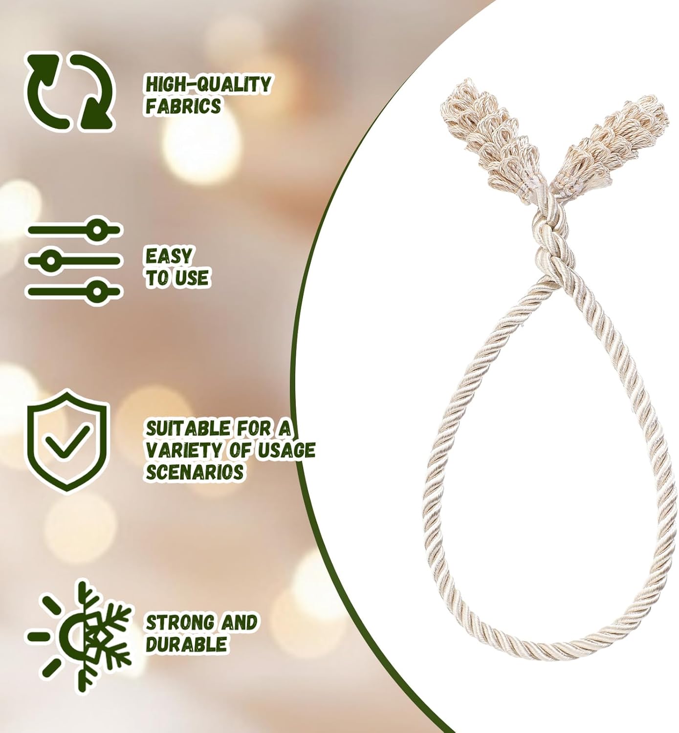 Shappy 24 Pieces Christmas Garland Banister Ties Christmas Decorative Reusable and Flexible Twist Ties for Garland, Banister Home Decoration (Ivory)