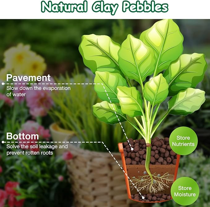 Jabrand 5LBS LECA Clay Pebbles, Organic Expanded Clay Pebbles 4mm-16mm Hydroponics Supplies Aquaponics Orchid for Indoor and Outdoor Garden Plants…
