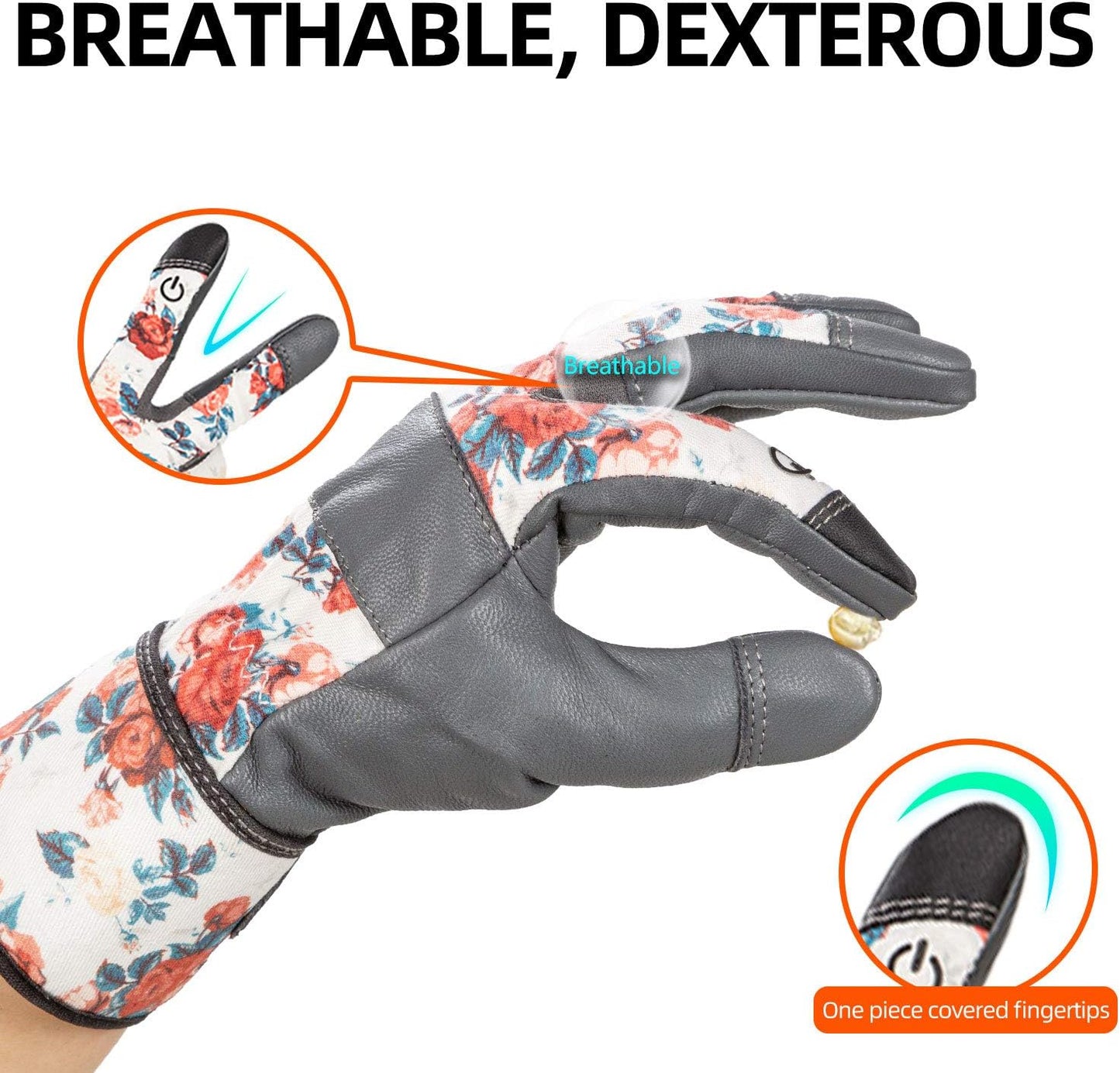 Vgo... Women Winter Garden Gloves,Goat Leather,Puncture Resistant Palm and Fingertips(GA3651F)
