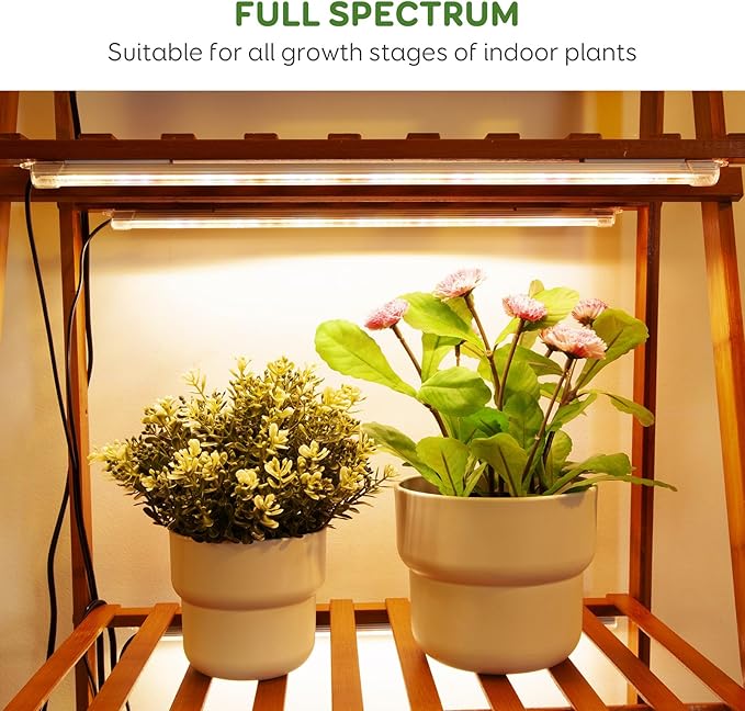 4 Bars 16" Grow Lights for Indoor Plants, 240 LEDs Full Spectrum Plant Grow Light Strips with Auto ON/Off Timer 3/9/12Hrs, 10 Brightness, 3 Switch Modes Sunlike Growing Lamps for Hydroponics Succulent