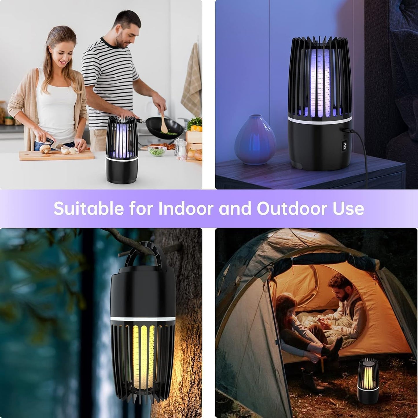 Tiptop Home Bug Zapper Indoor, Rechargeable Bug Zapper with Powerful Fan & Large Storehouse for Gnats, Moths, Fruit Flies, Indoor Insect Killer Trap for Bedroom, Office, Kitchen