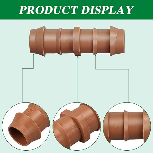 Irrigation Fittings Kit for 1/2"(.600" ID) Tubing,20 Pieces Set-8 Couplings, 6 Tees,6 Elbows - Barbed Connectors for Drip or Sprinkler Systems