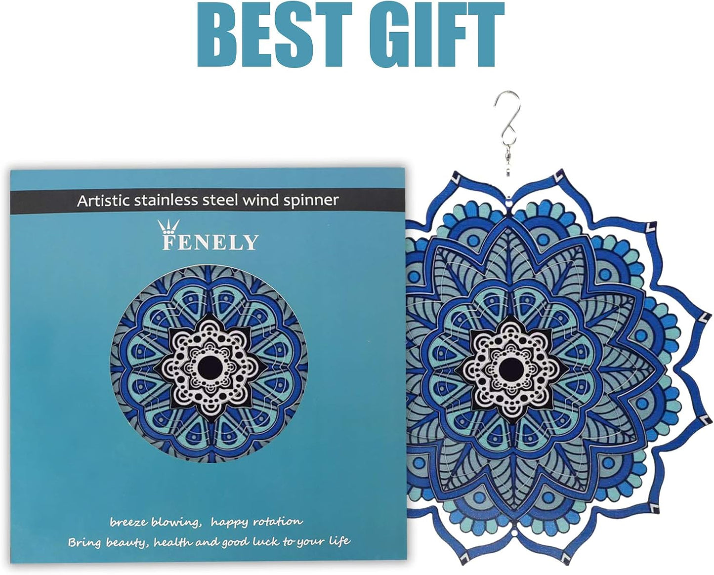 Wind Spinner Yard Art Garden Decor 3D Stainless Steel Metal Sculptures Kinetic Hanging Whirligigs Mandala Decorations Backyard Outside Indoor Outdoor Patio Ornaments Clearance Sun Catcher Windmill