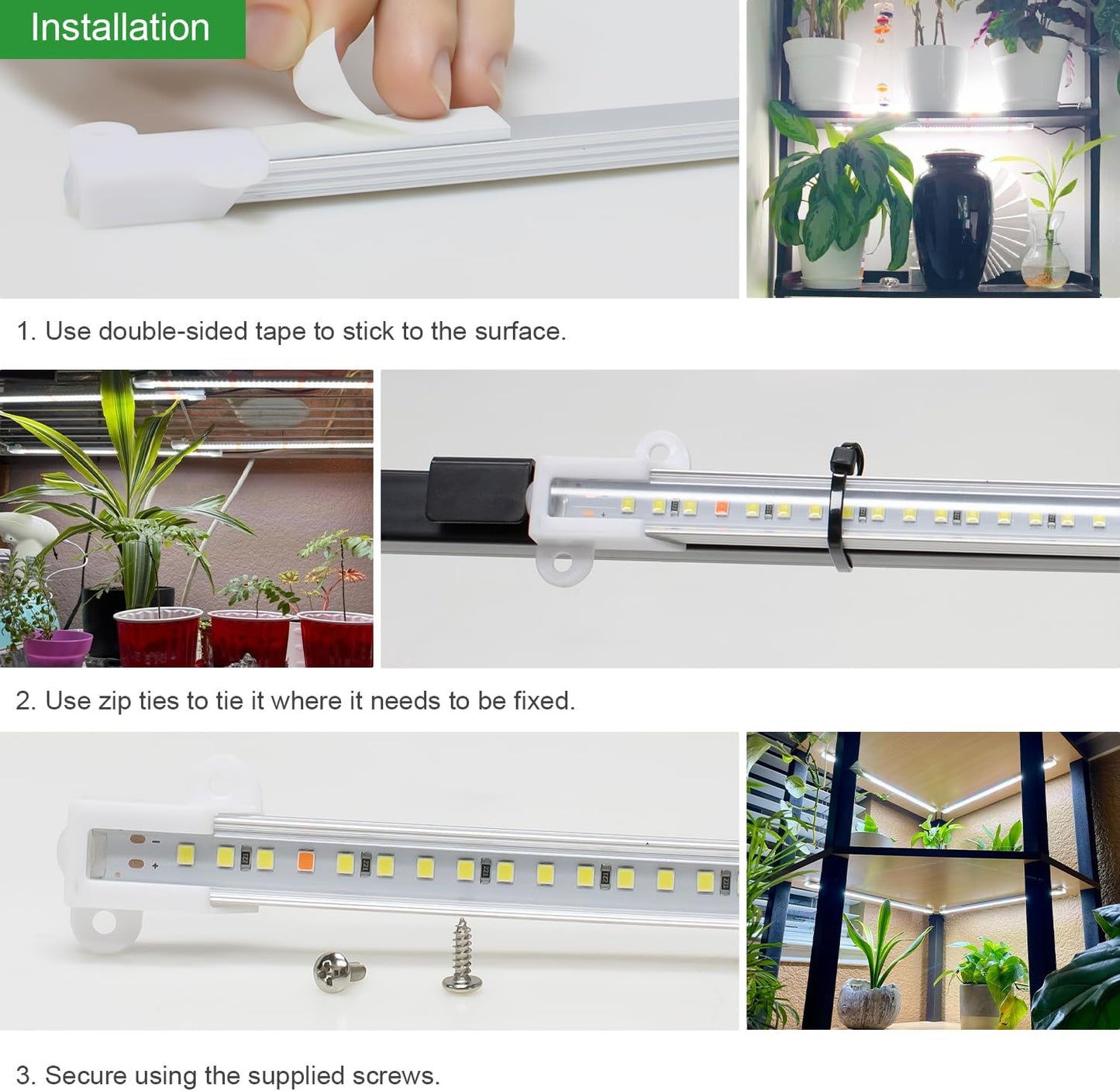 Wiaxulay Grow Lights for Indoor Plants, Full Spectrum 6000K LED Grow Light Strip Sunlike Growing Lamp with 6/12/16H Timer, 3 Switch Modes, 5 Dimmable Levels for Hydroponics Succulent Seedling, 2 Pack