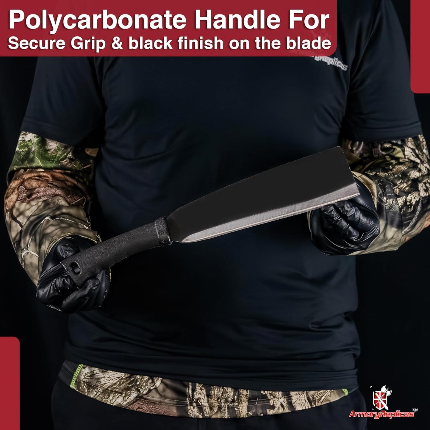 Armory Replicas - Wrong Turn Heavy Duty Compact Outdoor Cane Machete - 9" Razor Sharp Carbon Steel Blade, Durable Polycarbonate Handle