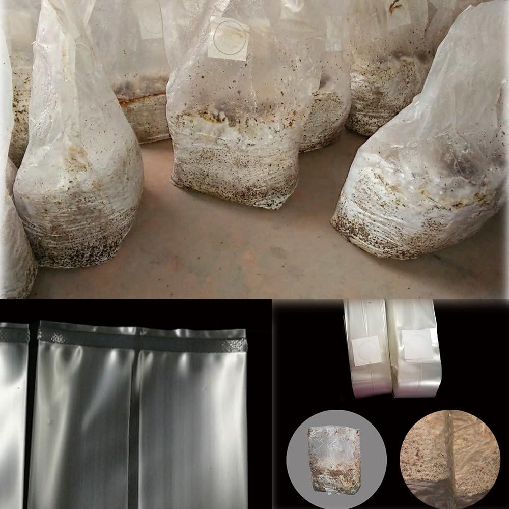 SUCOHANS 10 Count Mushroom Bags - Medium Size 5" X 5" X 19", 0.2 Micron Filter, 2.5 Mil Polypropylene, Sealable Spawn, Farm Mushroom Spawn, Autoclavable Substrate