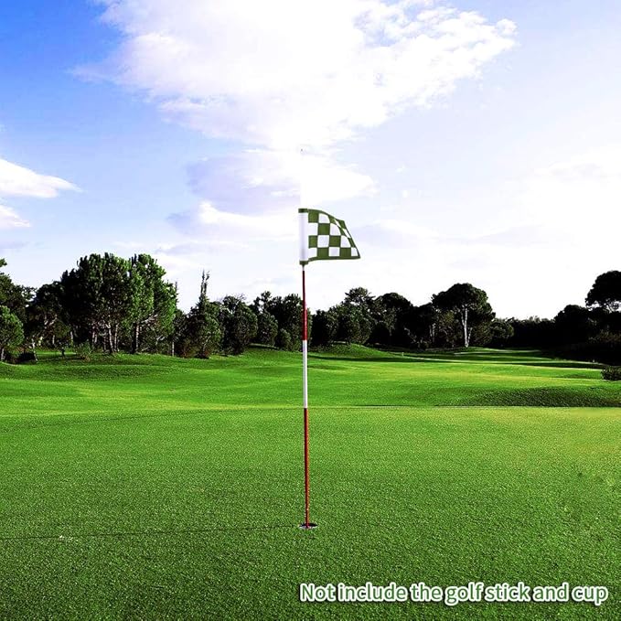 Golf Flag,Green Golf Flags,Solid Nylon and Checkered Training Golf Putting Green Flags, Indoor Outdoor Backyard Garden Portable Golf Target Flags,8.7inch*6inch (White-Green)
