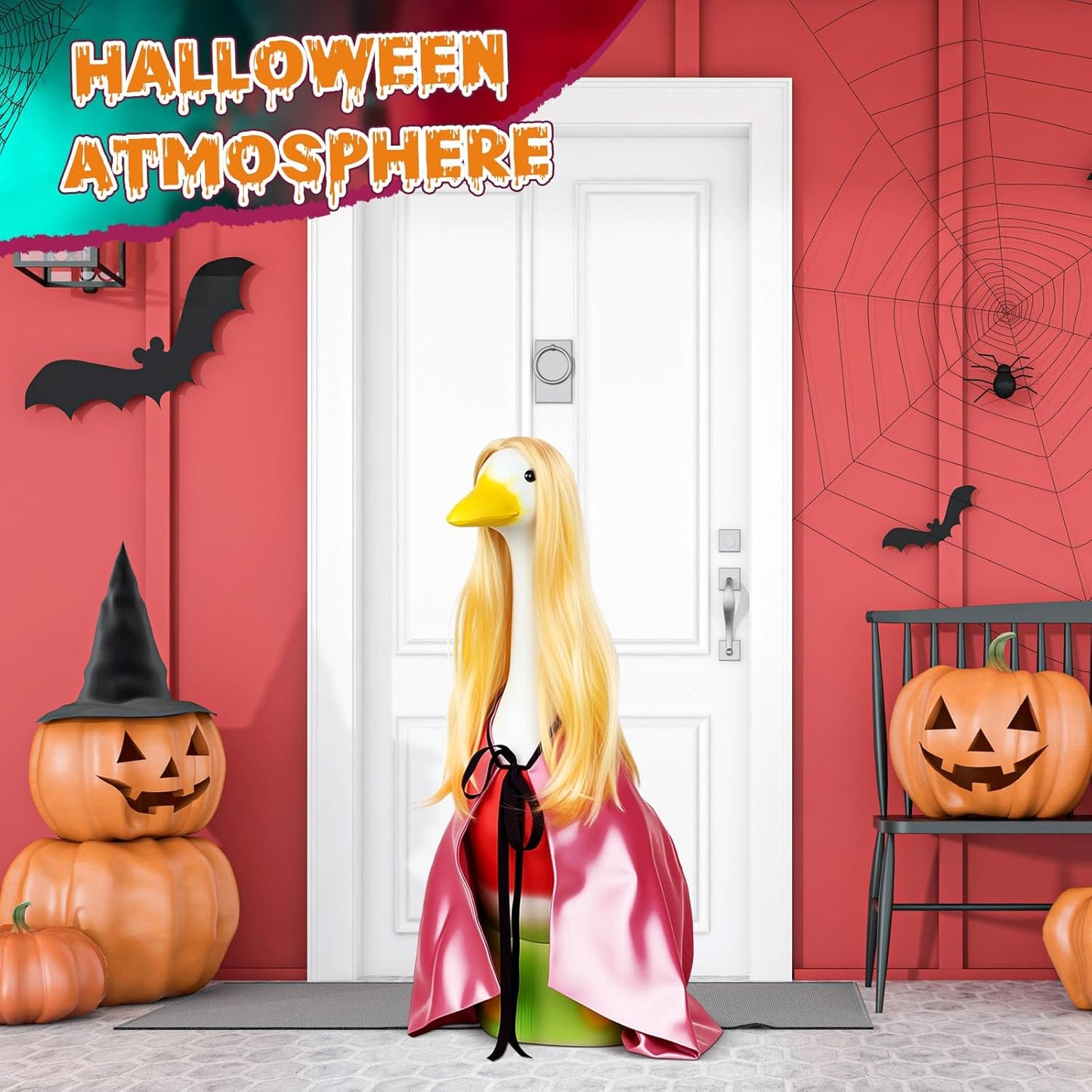 Vinsot Halloween Outdoor Porch Geese Outfit, 23" Patio Yard Porch Desk Goose Coat, Lawn Goose Accessories(Pink,Velvet)