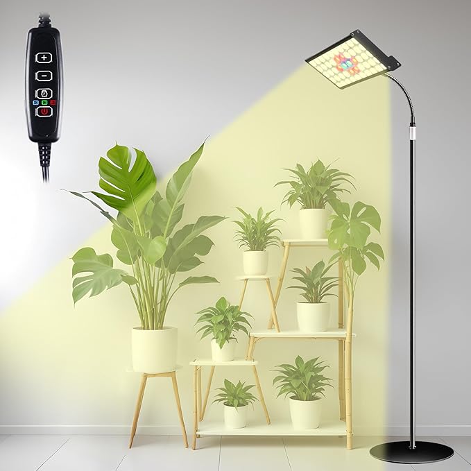 Grow Lights for Indoor Plants Full Spectrum Led Plant Grow Lights 3/9/12H Timer,10 Dimmable Levels, Adjustable Stand 23-67 inches, Flexible Gooseneck, Grow Lamp for Large and Small Plants with Stand